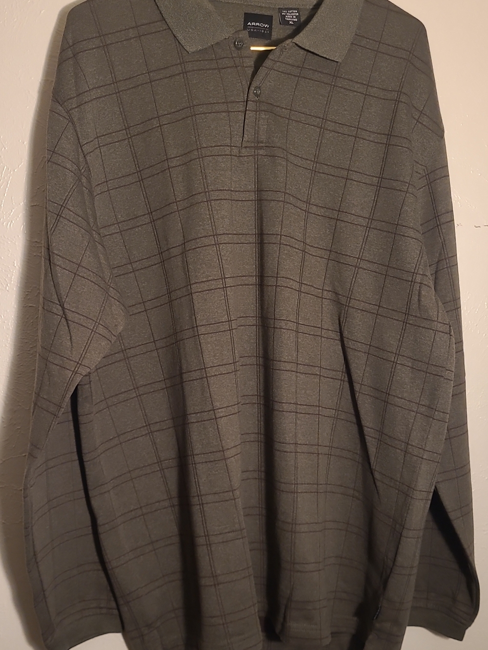 Arrow Men's Olive Plaid Polo Shirt